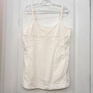Eileen Fisher White Cami Tank Top Italian Linen Stretch Viscose Blend M